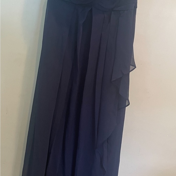 David’s Bridal STRAPLESS CRINKLE CHIFFON DRESS WITH CASCADE SKIRT - Picture 5 of 7